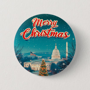 Merry Christmas From Washington Dc Vintage Retro Button