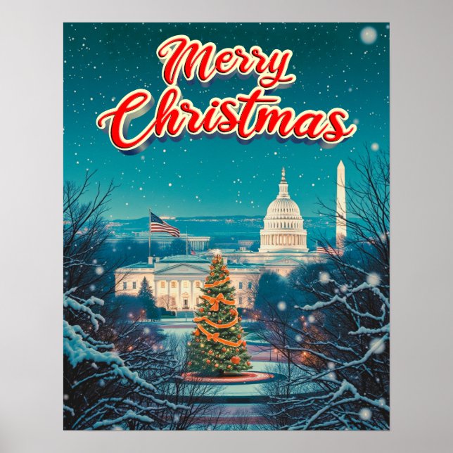 Merry Christmas From Washington  Vintage Retro  Poster (Front)