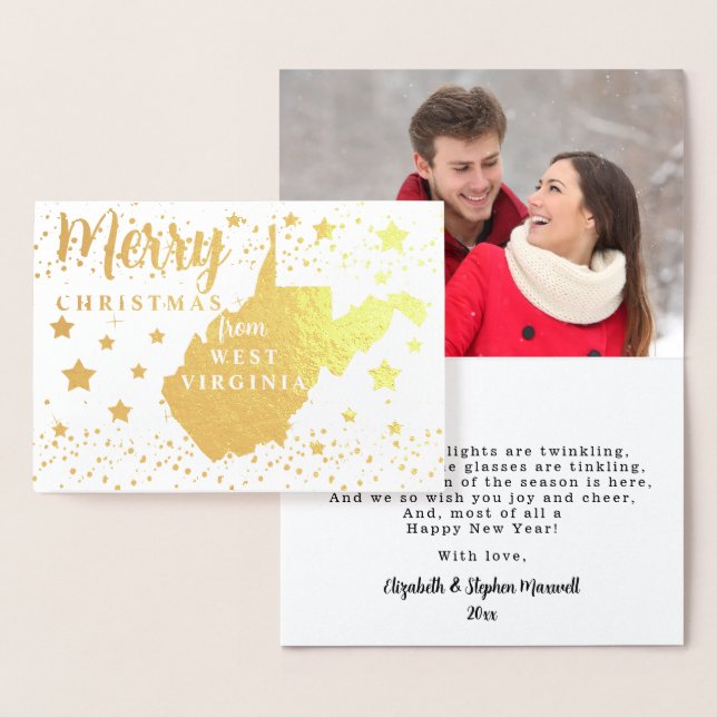 Merry Christmas from West Virginia State Photo Foil Card (Display)