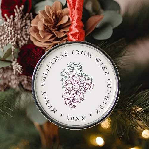 Merry Christmas from Wine Country Metal Ornament