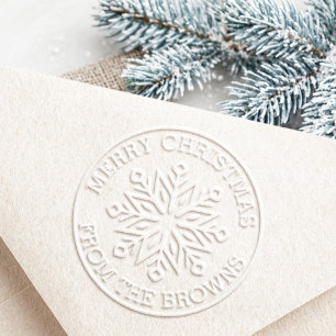 Merry Christmas from your name winter snowflake Embosser