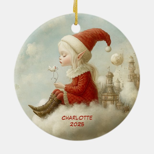 Merry Christmas from Your North Pole Elf | Cute Ceramic Ornament (Back)