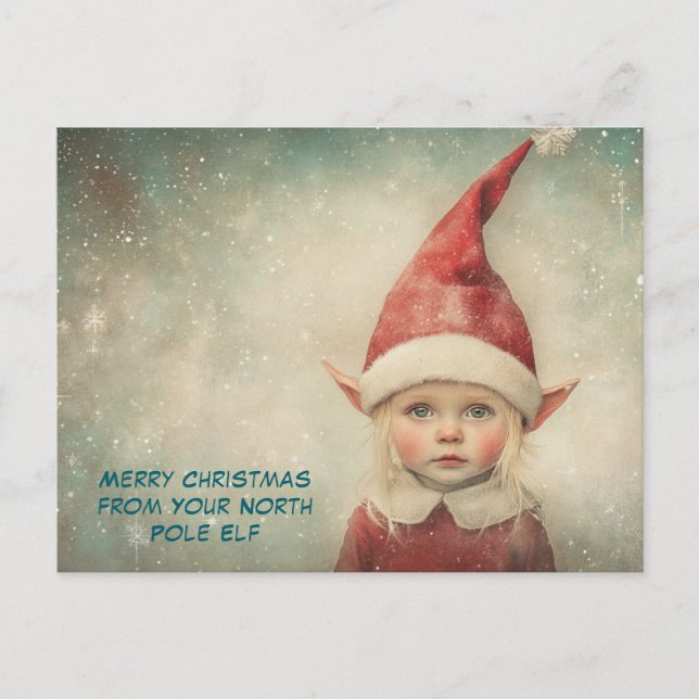 Merry Christmas from Your North Pole Elf | Cute Holiday Postcard (Front)