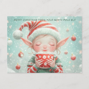 Merry Christmas from Your North Pole Elf   Cute Holiday Postcard