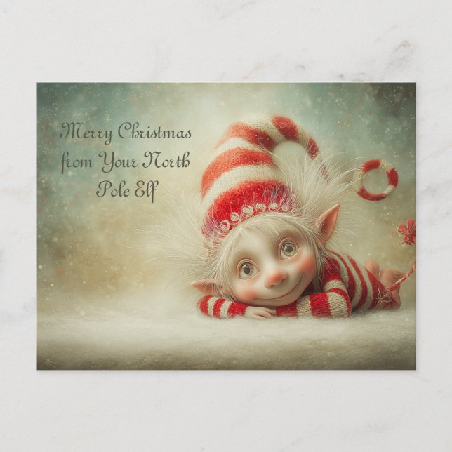 Merry Christmas from Your North Pole Elf | Cute Holiday Postcard (Front)