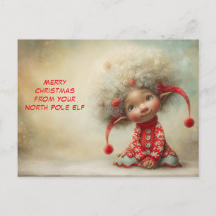 Merry Christmas from Your North Pole Elf Cute Holiday Postcard