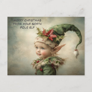 Merry Christmas from Your North Pole Elf Cute Holiday Postcard