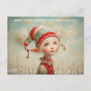 Merry Christmas from Your North Pole Elf   Cute Holiday Postcard