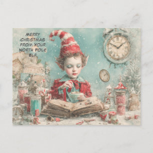 Merry Christmas from Your North Pole Elf Cute Holiday Postcard