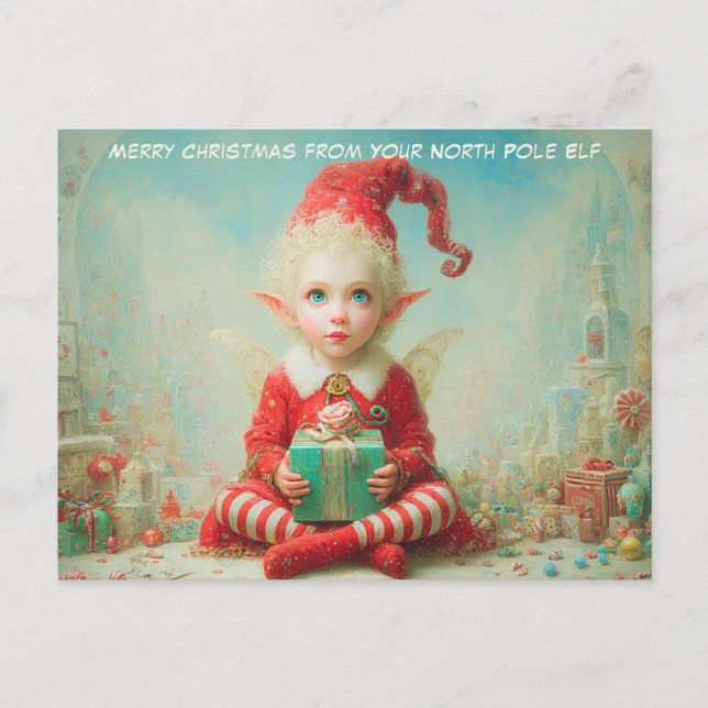 Merry Christmas from Your North Pole Elf | Cute Holiday Postcard (Front)