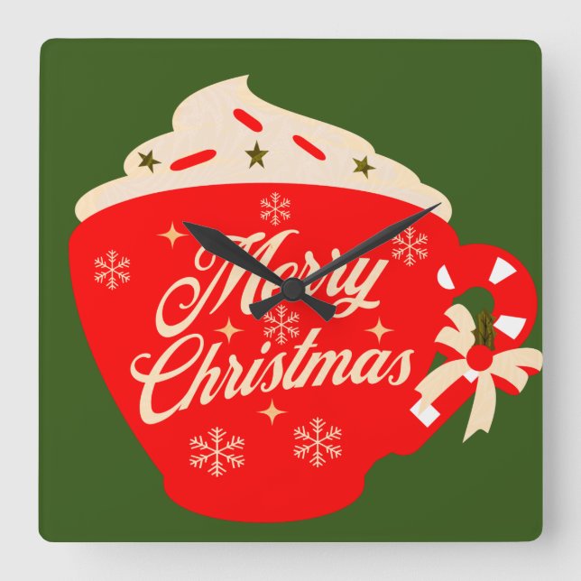 Merry Christmas Frosting Snowflakes Sprinkles    Square Wall Clock (Front)