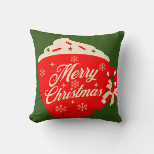 Merry Christmas Frosting Snowflakes Sprinkles Throw Pillow