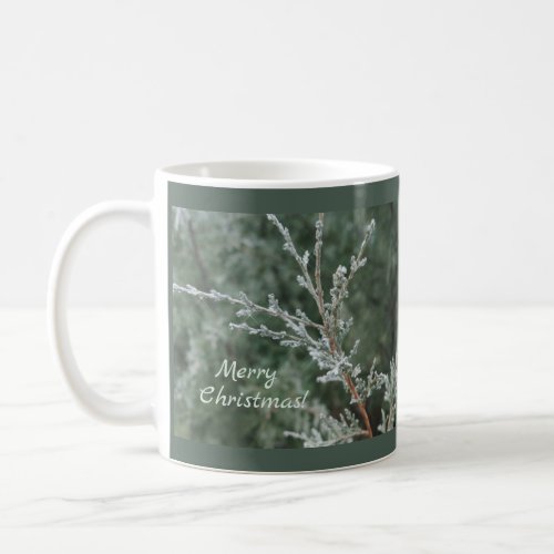 Merry Christmas Frosty Evergreen Coffee Mug