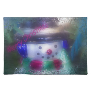 Merry Christmas Frosty Snowman Cloth Placemat