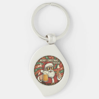 Merry Christmas Fuckers Santa Funny Xmas Keychain