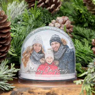 Merry Christmas Full 2 Family Photos Snow Globe