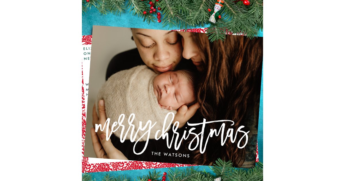 Merry Christmas Full Bleed Photo Holiday Postcard | Zazzle