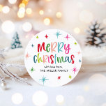 Merry Christmas Fun And Festive Colorful Holiday Classic Round Sticker<br><div class="desc">Merry Christmas Fun And Festive Colorful Holiday Classic Round Sticker</div>