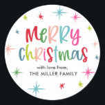 Merry Christmas Fun And Festive Colorful Holiday Classic Round Sticker<br><div class="desc">Merry Christmas Fun And Festive Colorful Holiday Classic Round Sticker</div>