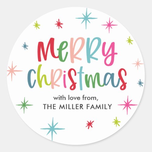 Merry Christmas Fun And Festive Colorful Holiday Classic Round Sticker