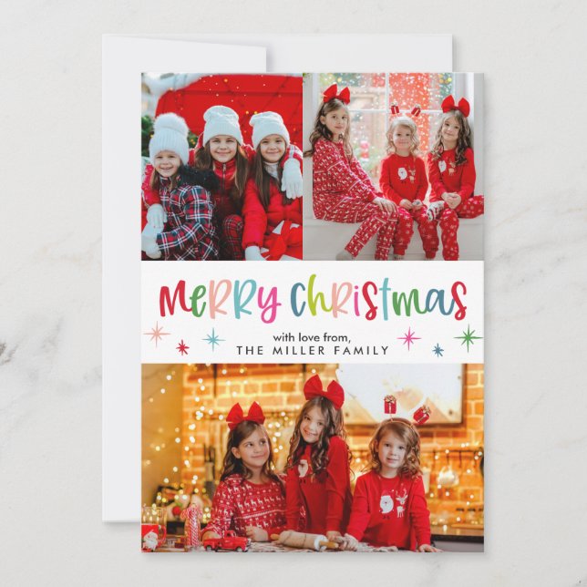 Merry Christmas Fun And Festive Colorful Photo Holiday Card (Front)