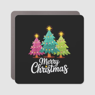 Merry Christmas Fun Colorful Christmas Tree Design Car Magnet