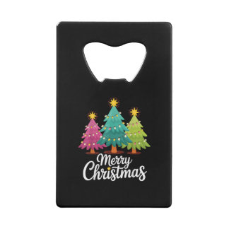 Merry Christmas Fun Colorful Christmas Tree Design Credit Card Bottle Opener