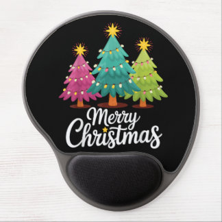 Merry Christmas Fun Colorful Christmas Tree Design Gel Mouse Pad