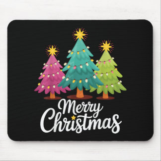 Merry Christmas Fun Colorful Christmas Tree Design Mouse Pad
