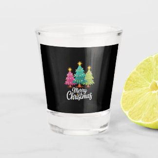 Merry Christmas Fun Colorful Christmas Tree Design Shot Glass