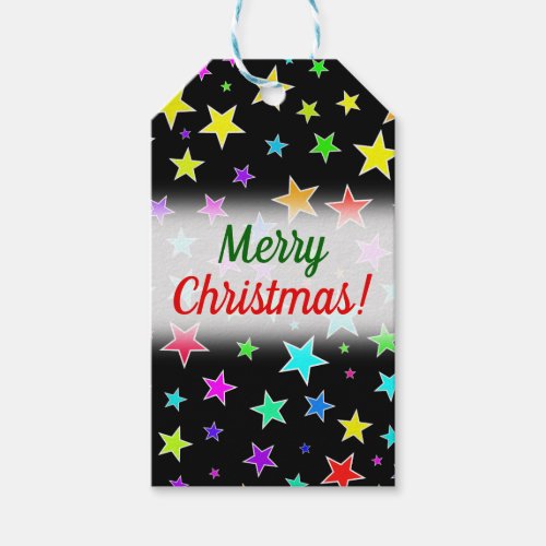 Merry Christmas  Fun Colorful Stars Pattern Gift Tags