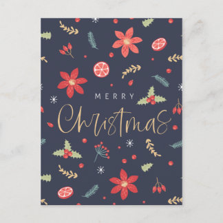 Merry Christmas Fun Floral Holiday Postcard