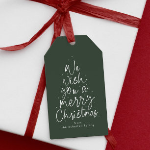 Merry Christmas fun green personalized holiday Gift Tags