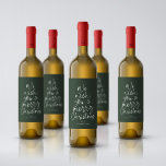 Merry Christmas fun green personalized holiday Wine Label<br><div class="desc">This personalized Christmas wine label features fun and playful type that reads "we wish you a Merry Christmas" in white on green along with room for a name. This sweet holiday design is perfect for gifts of wine or other beverages and treats. Available in other colors and styles too! Find...</div>