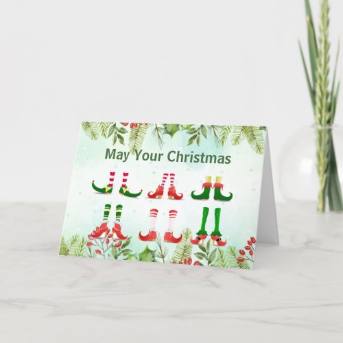 Merry Christmas Fun New Shoes Humor Holiday Card