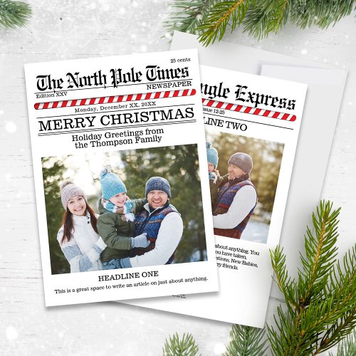 Merry Christmas Fun North Pole Two Photo News Holiday Card