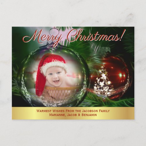 Merry Christmas Fun Ornament Photo Frame Holiday Postcard