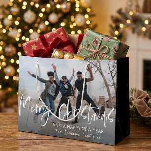 Merry Christmas Fun Photo Christmas Large Gift Bag