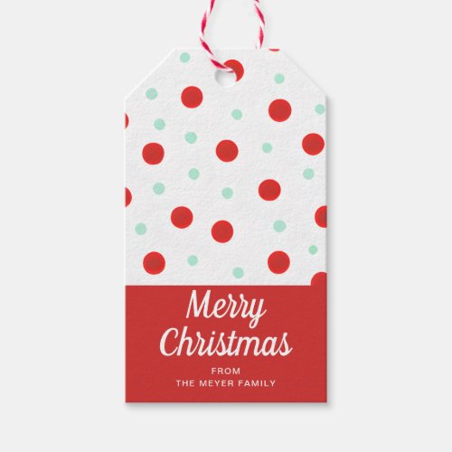 Merry Christmas Fun Polka Dots Pattern Holiday Gift Tags