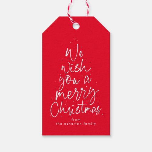 Merry Christmas fun red personalized holiday Gift Tags