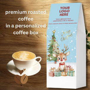 Merry Christmas Fun Reindeer Logo Promotional Roasted Coffee