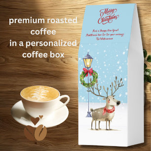 Merry Christmas Fun Reindeer Personalized Roasted Coffee