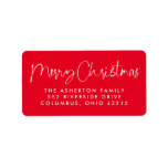 Merry Christmas fun script red return address Label<br><div class="desc">Send coordinating Christmas cheer with this simple and fun holiday return address label. Designed to coordinate with the "We wish you a Merry Christmas" collection, this Christmas return address label features fun typography on a festive red background. Make your Christmas card really pop this year in the stack of mail...</div>