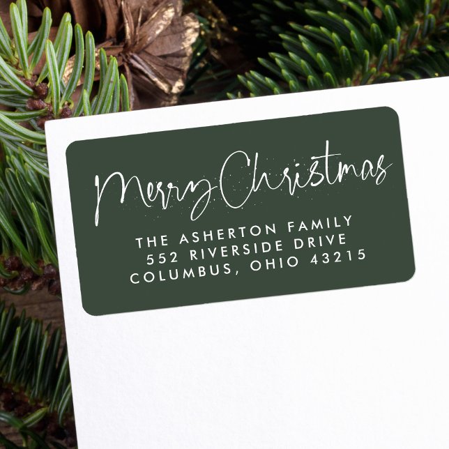 Merry Christmas fun script simple holiday address Label (Creator Uploaded)