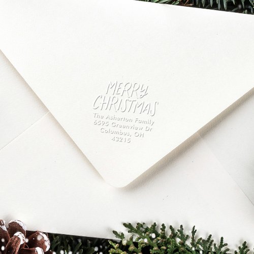 Merry Christmas fun simple holiday return address Embosser