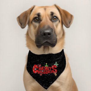 Merry Christmas Fun Text Pet Bandana Collar