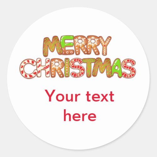 Merry Christmas Fun Text Words Custom Text Classic Round Sticker