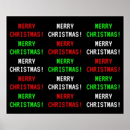MERRY CHRISTMAS Fun Vintage Video Game Look Poster