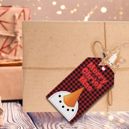 Merry Christmas Funny Bold Snowman Rustic Country Gift Tags