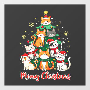 Merry Christmas Funny Catmas Kitten Xmas Tree  Window Cling
